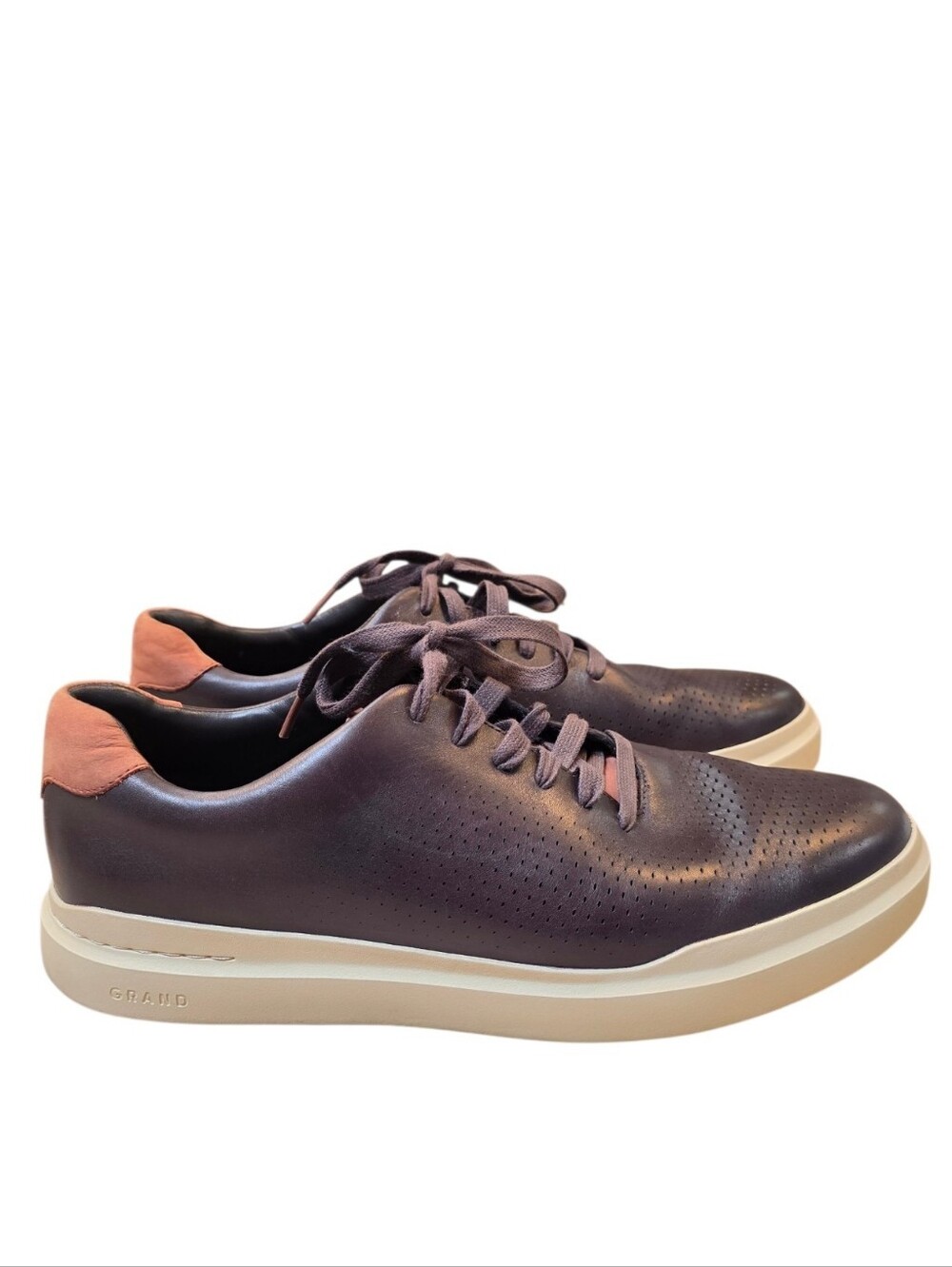Cole Haan Pro Rally Laser Cut Brown Leather Sneakers Size 12m